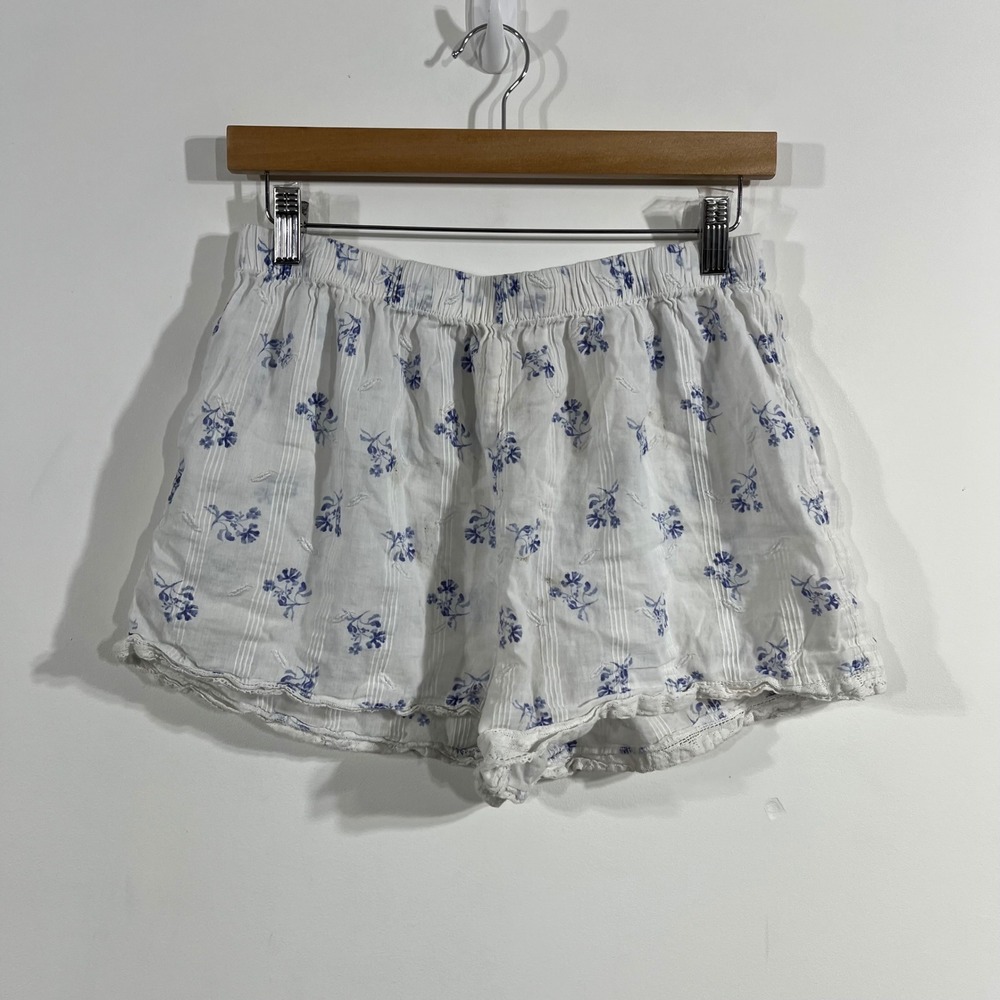 Joie Cottagecore Floral Eyelet Cotton Shorts Dainty Lace Trim Boho Womens Medium